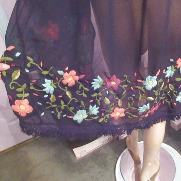 Judith March EMBROIDERED Cardigan KIMONO Size M MESH Sheer CROCHET Layering BOHO - Picture 8 of 11